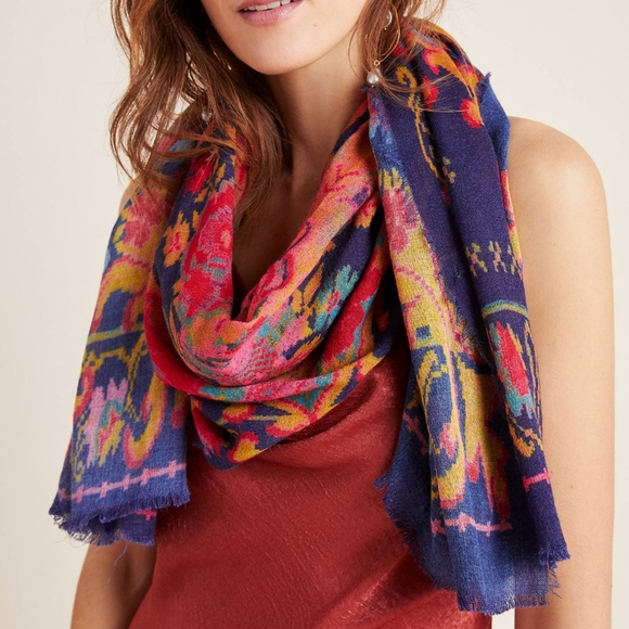Anthropologie Accessories - HTF Anthropologie Tapestry Fringed Scarf